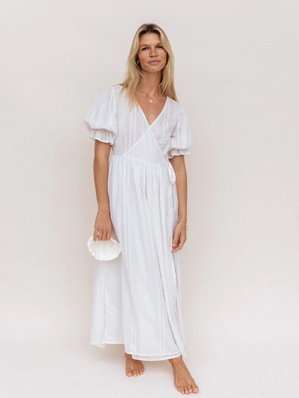 Daughters of India Uma Wrap Maxi Dress in White - Picture 9 of 14